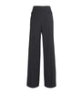 Black Pinstripe Wide-Leg Tailored Trousers