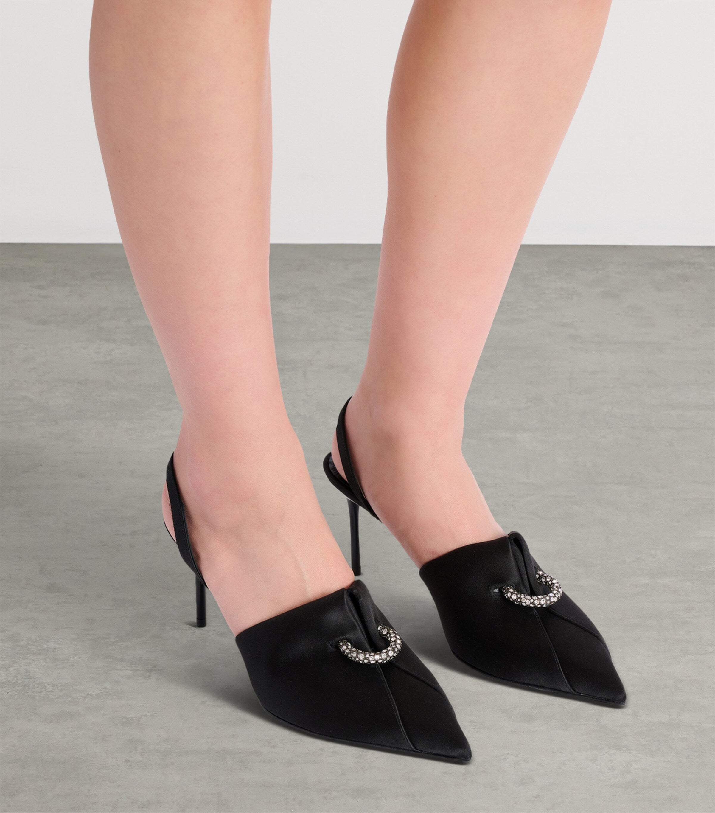 Balmain Satin Pierced Slingback Heeled Mules 75