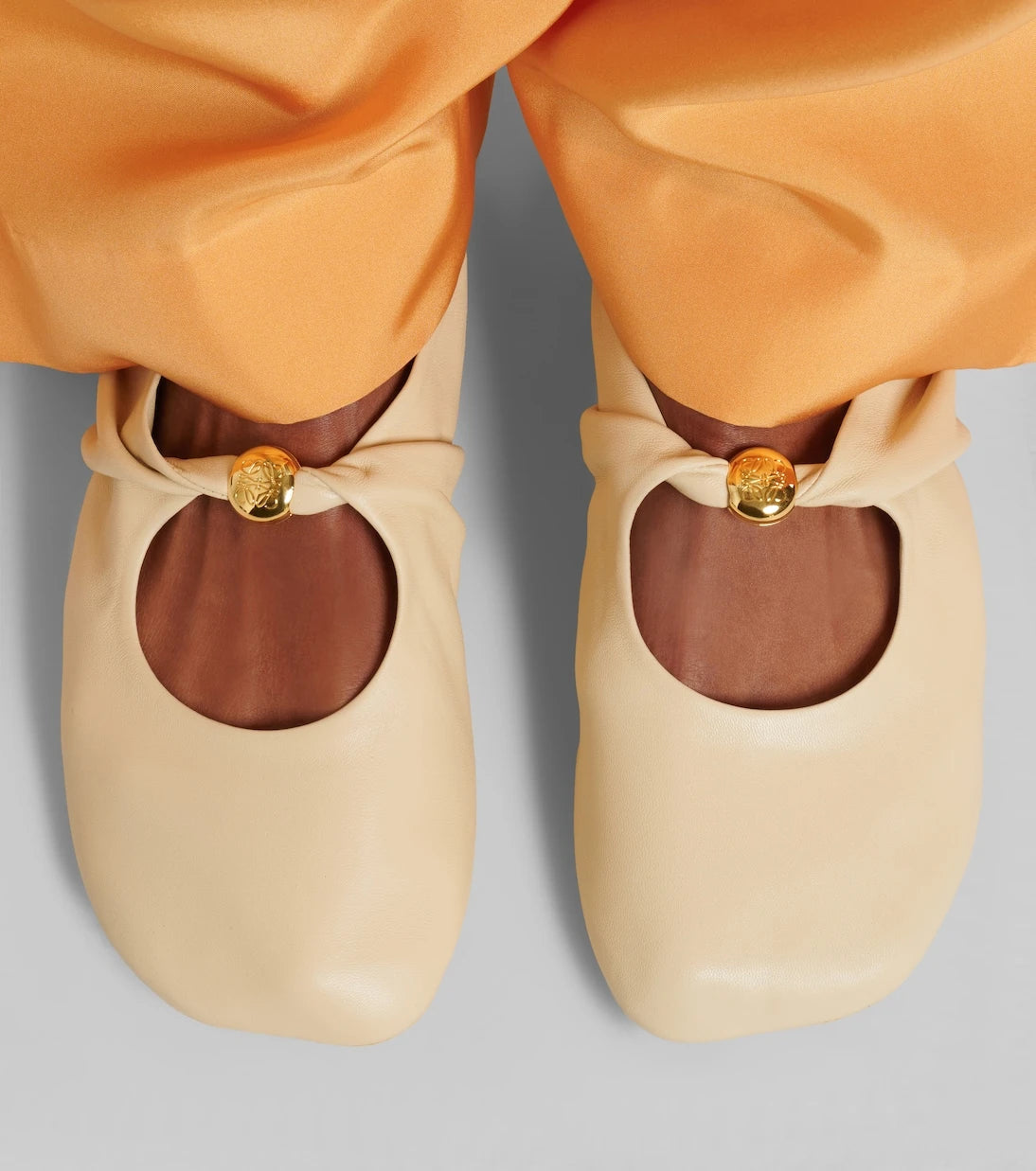 Loewe - Pebble Soft leather Mary Jane flats
