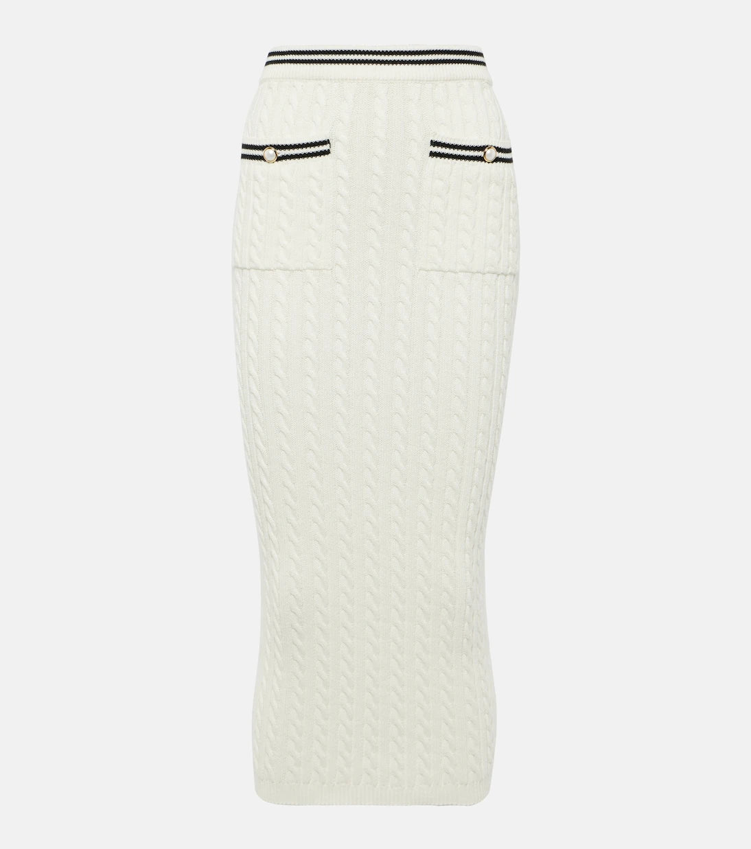 Alessandra Rich - Striped cable-knit cotton midi skirt