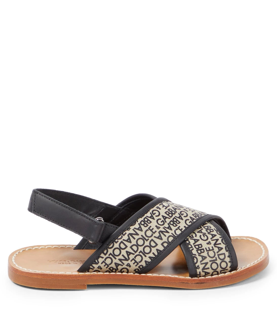 Dolce&Gabbana Kids - Logo leather-trimmed canvas sandals