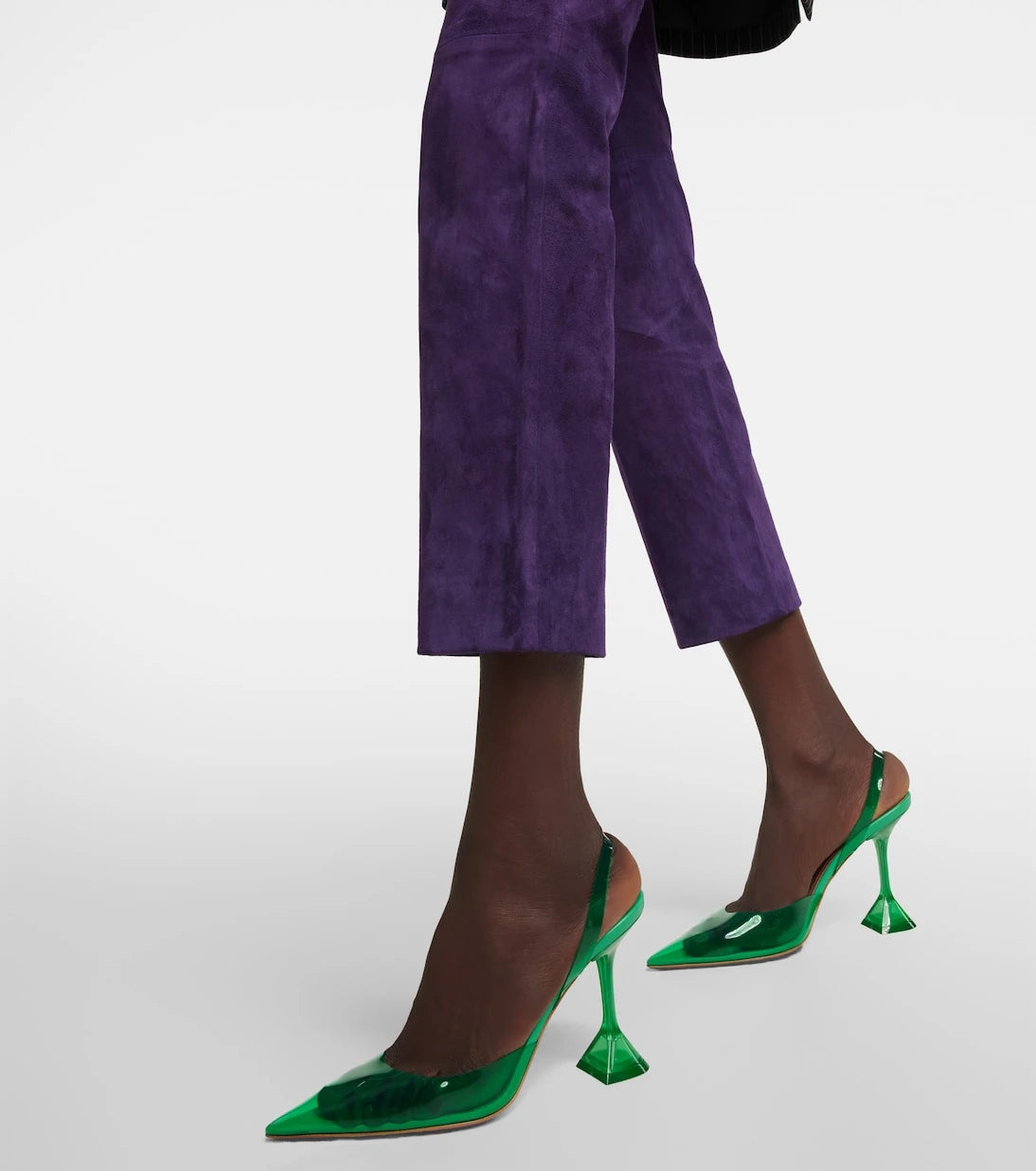 Amina Muaddi - Holli Glass PVC slingback pumps
