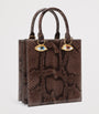 Brown Python Skin Face Top-Handle Bag