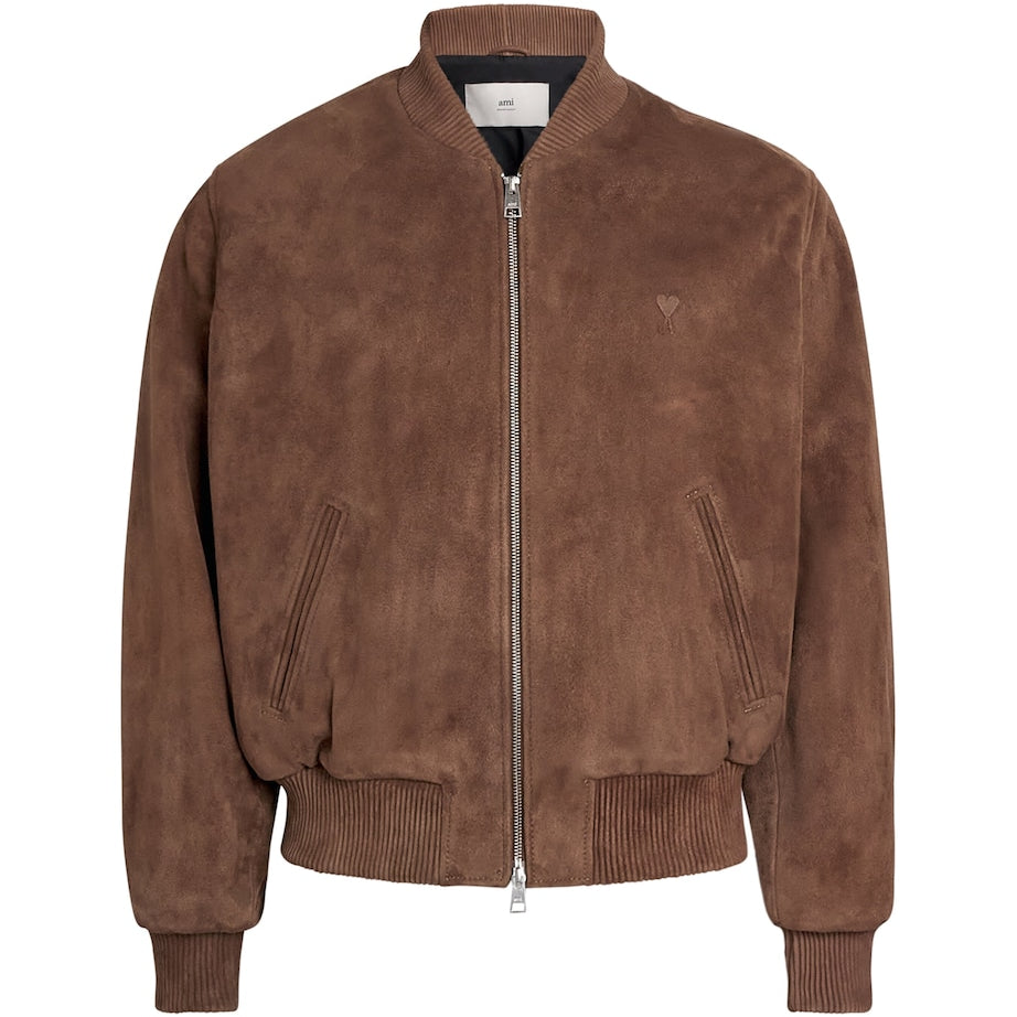 Brown Suede Ami de Coeur Bomber Jacket
