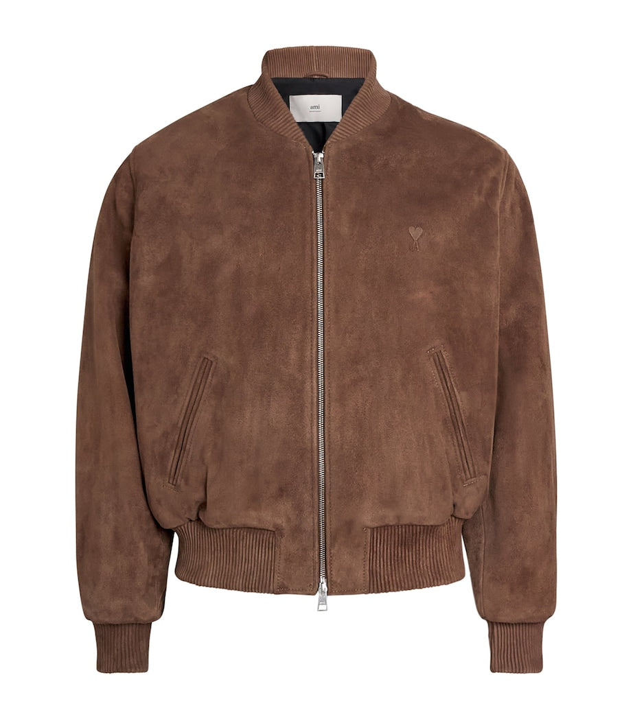 Brown Suede Ami de Coeur Bomber Jacket