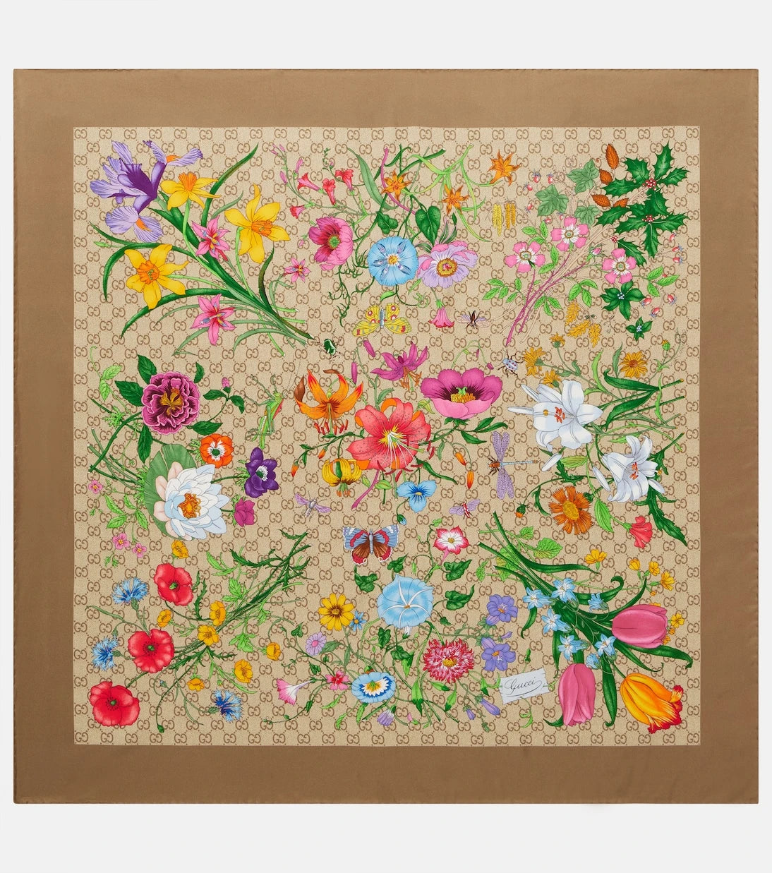 Gucci - GG floral silk twill scarf