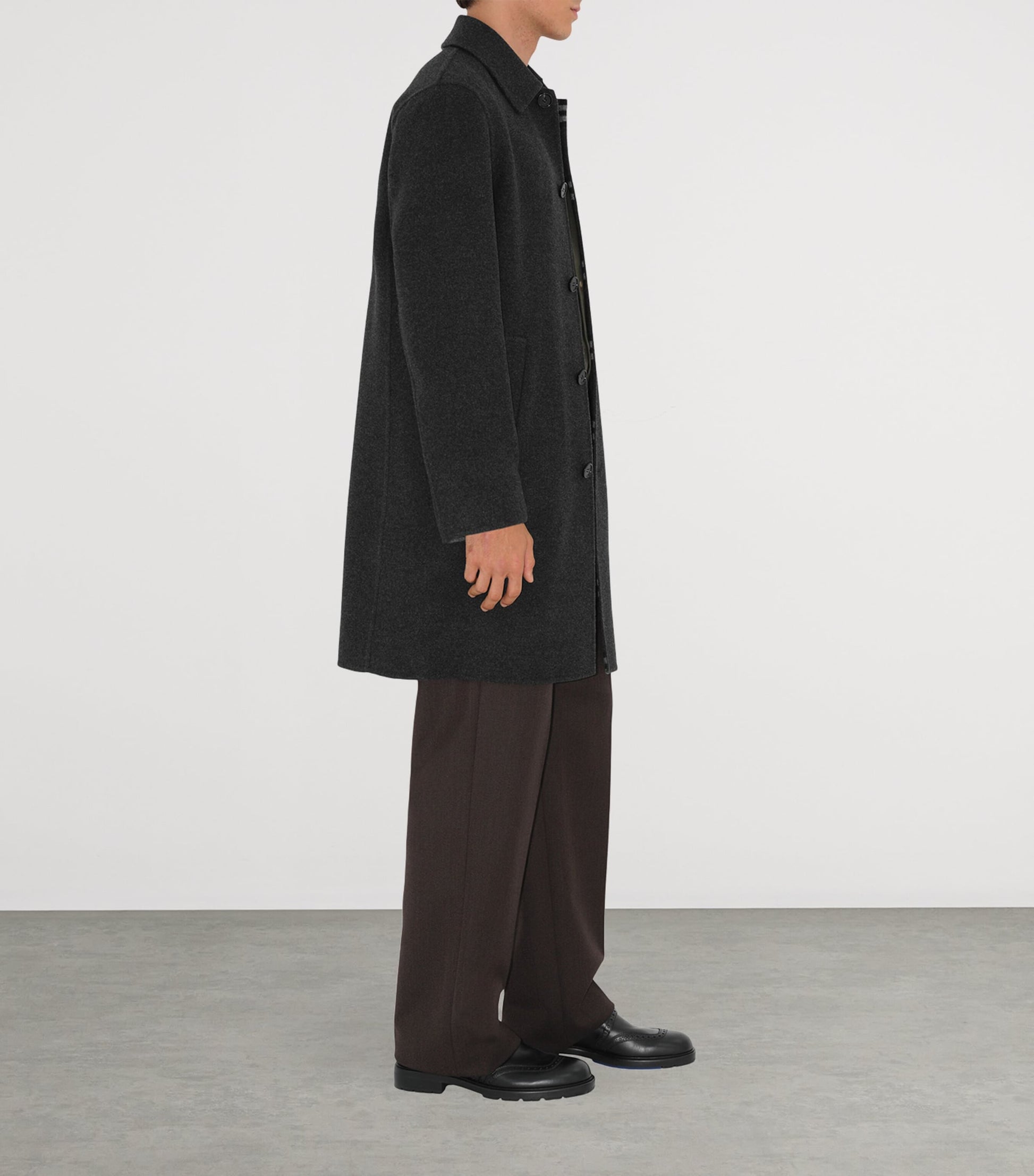 Grey Wool Mid-Length Car Coat