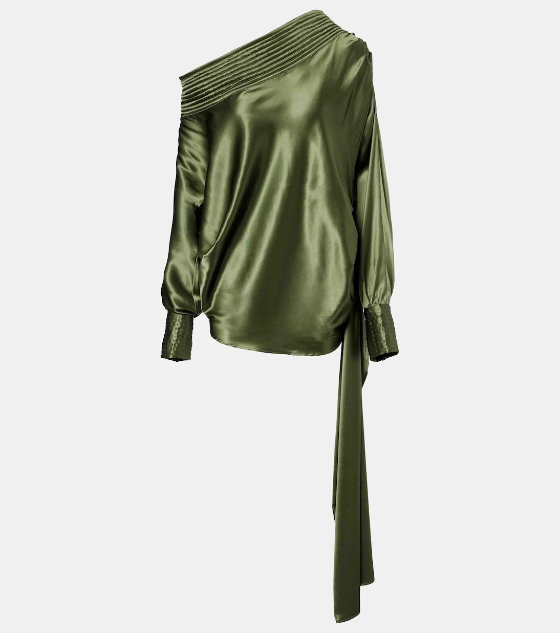 Dries Van Noten - توب من الساتان الحريري المخلوط بتصميم غير متماثل ومنسدل