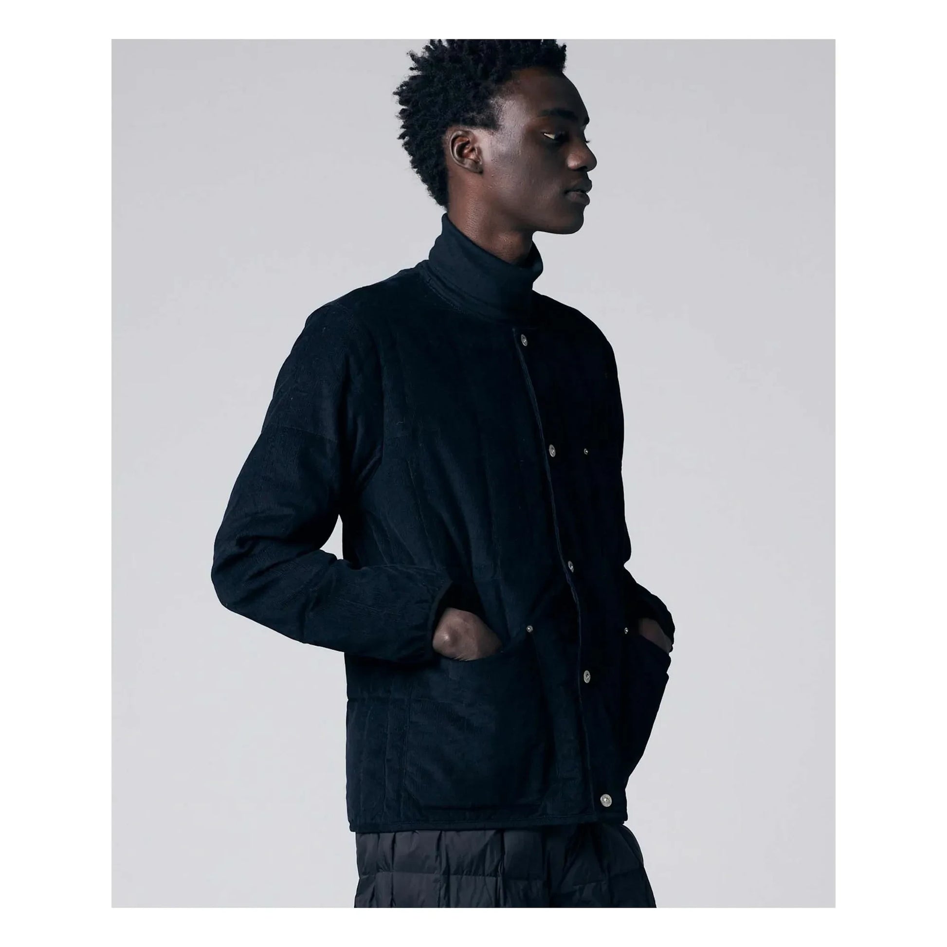 Taion - Corduroy Round Collar Jacket  | Black