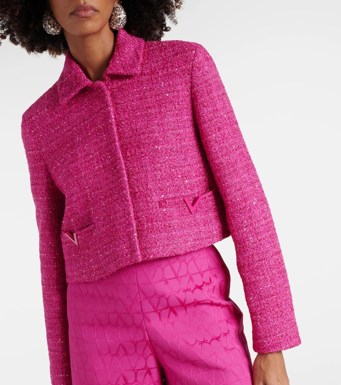 Valentino - VGold cropped lamé tweed jacket