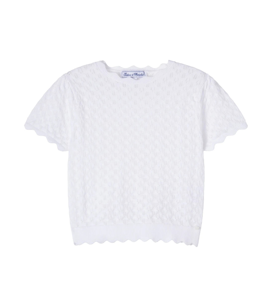 Tartine et Chocolat - Scalloped pointelle cotton sweater