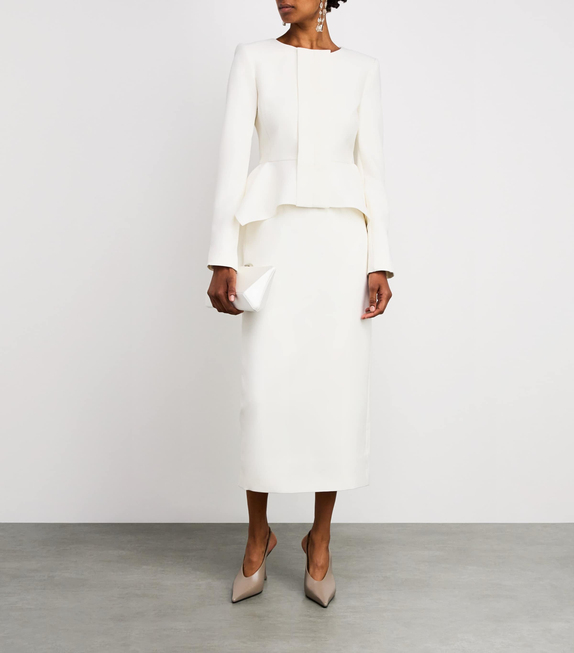 Roland Mouret White Crepe Peplum Jacket