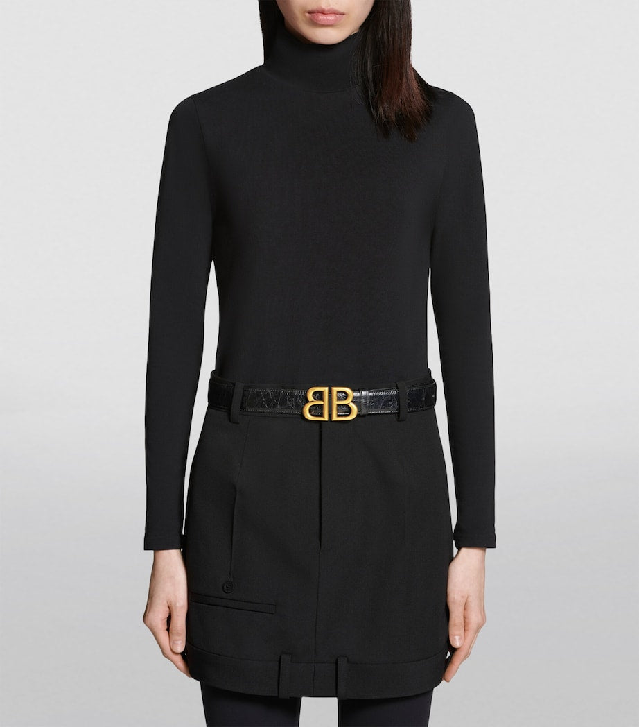 Balenciaga Black Calfskin Logo Belt