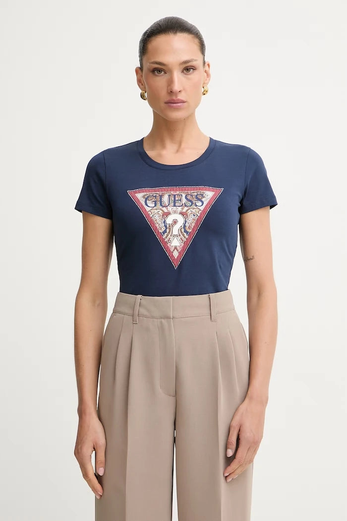 Guess Pamuk ve Elastanlı Kadın Tişört PAISLEY