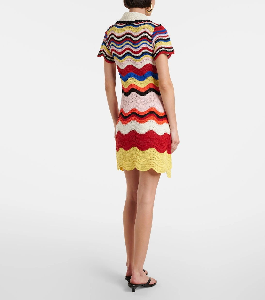 La DoubleJ - Chevron crochet cotton polo dress