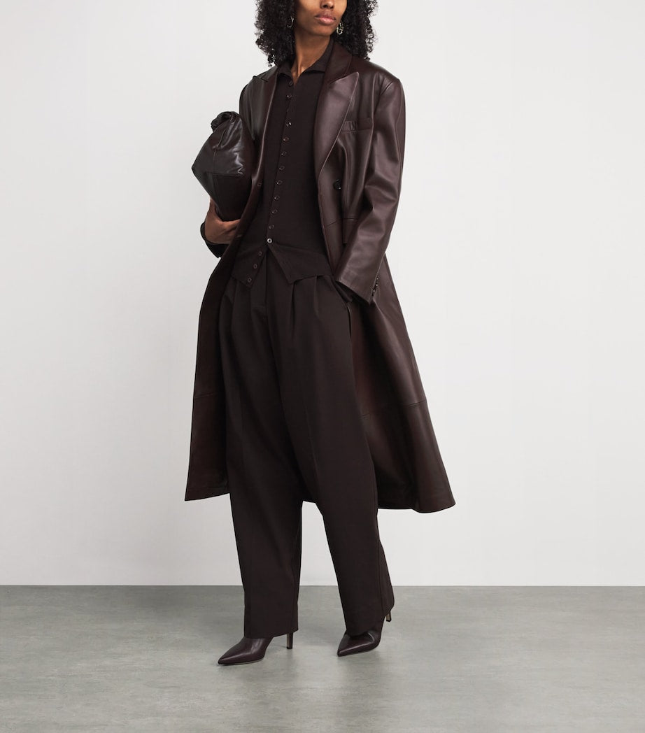 Arma Burgundy Lambskin Double-Breasted Joanna Coat