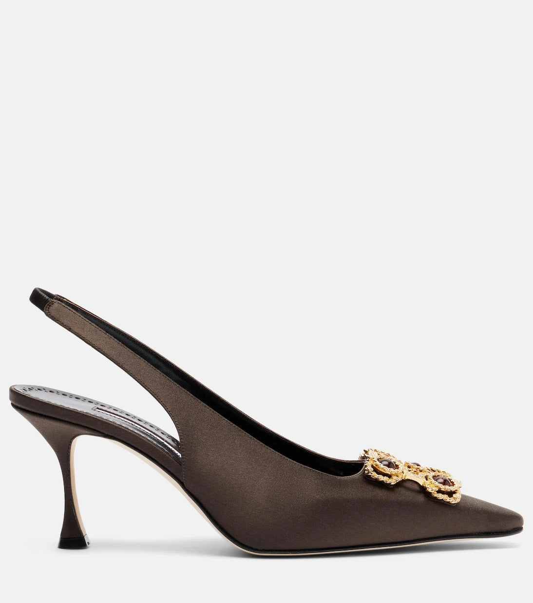 Manolo Blahnik - حذاء كابيدا 70 بكعب عالٍ مزخرف من الساتان مع حزام خلفي