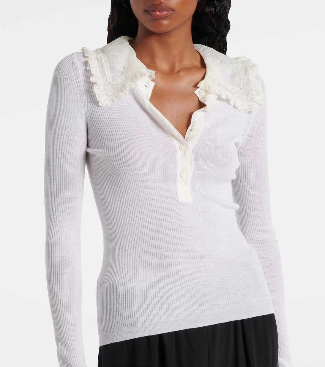 Chloé - Ribbed-knit wool Henley shirt