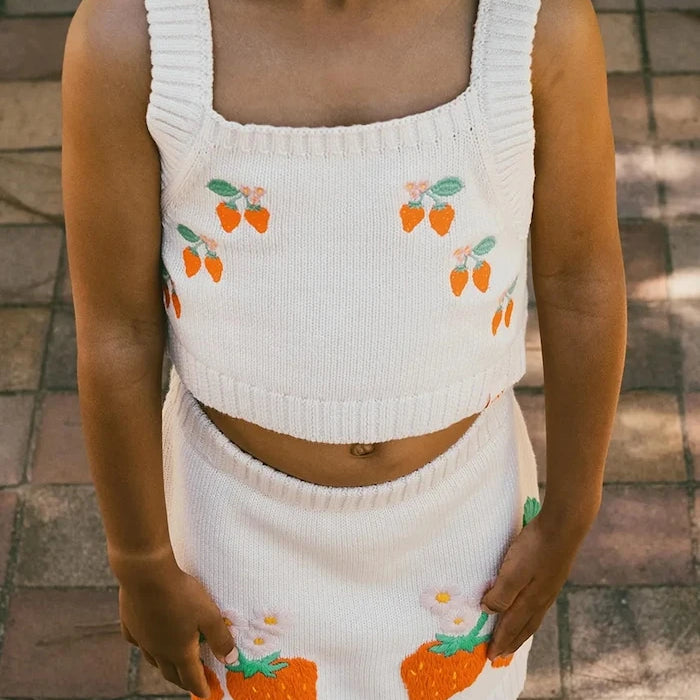 Детска памучна пола Tinycottons STRAWBERRIES SKIRT