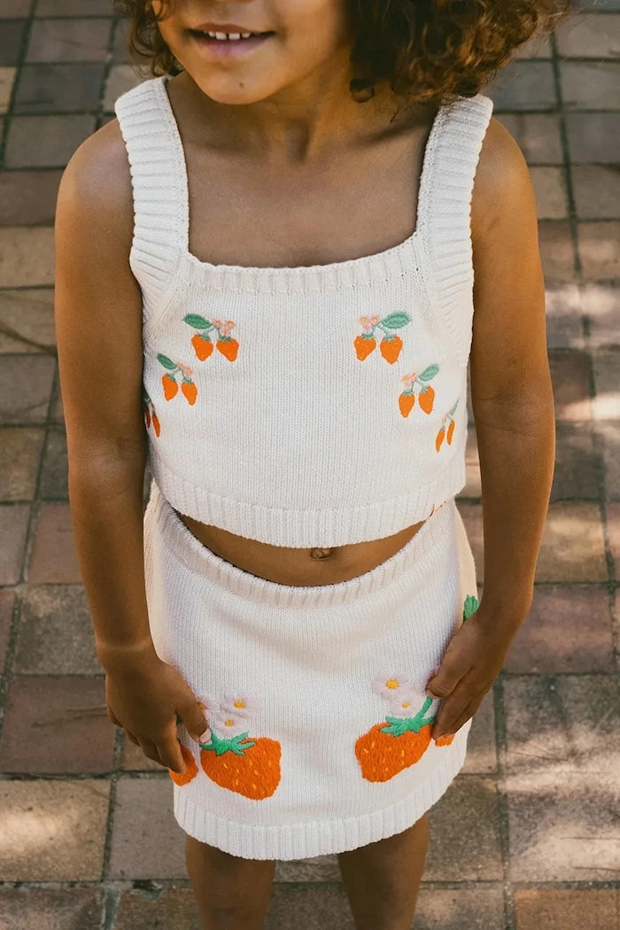 Детска памучна пола Tinycottons STRAWBERRIES SKIRT
