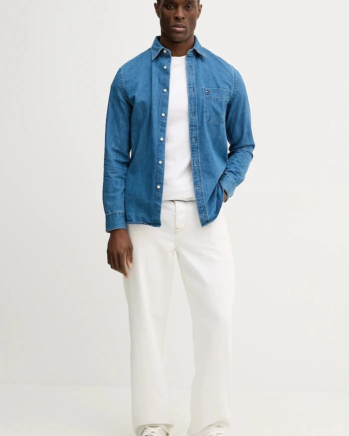 Pamuklu kot gömlek Tommy Hilfiger