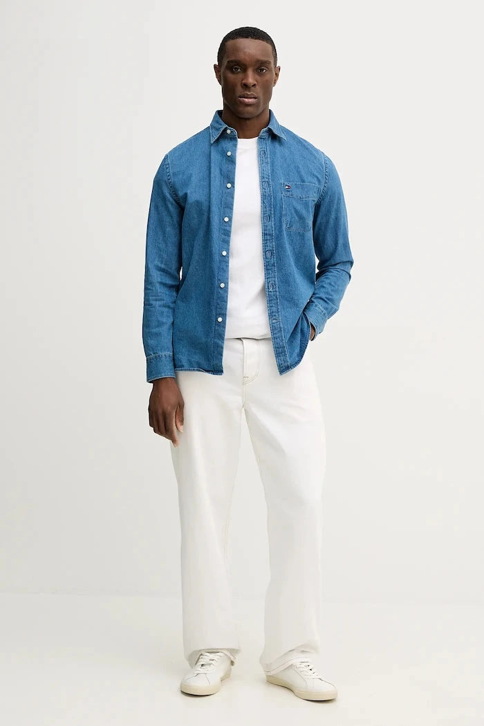 Pamuklu kot gömlek Tommy Hilfiger