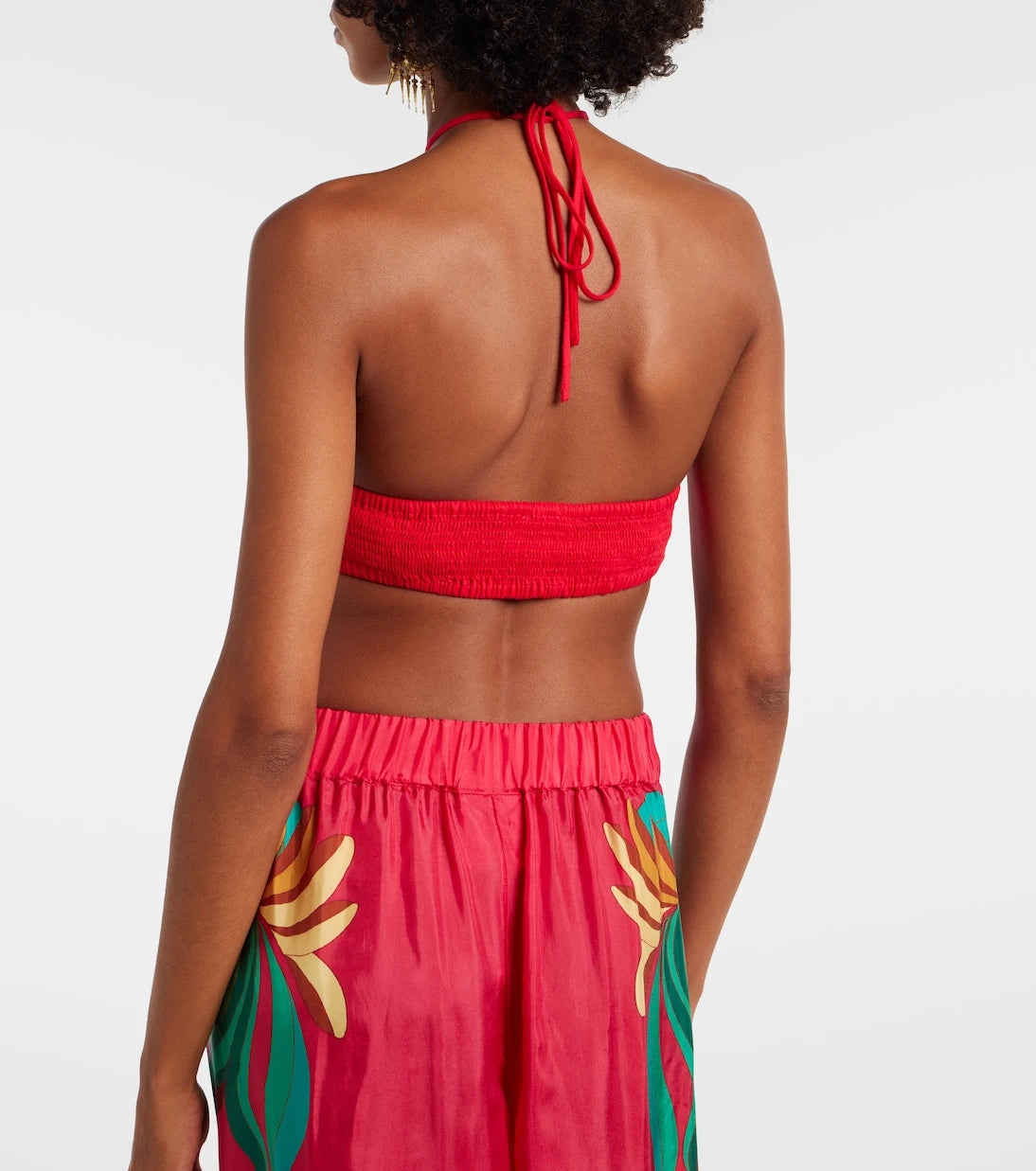 Farm Rio - Banana Queen linen-blend crop top