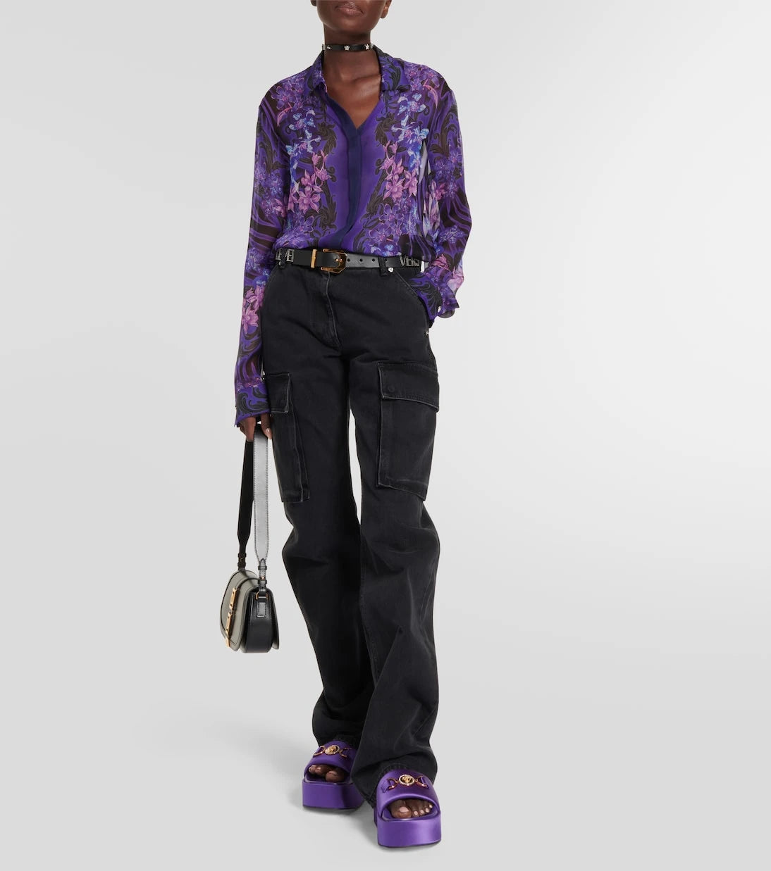 Versace - Floral silk chiffon shirt
