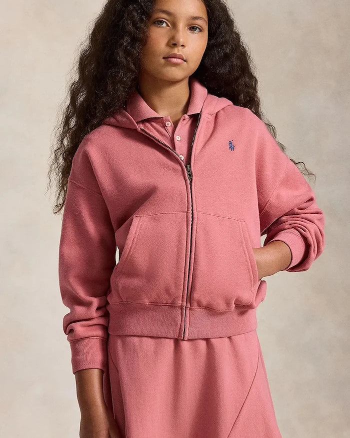 Polo Ralph Lauren çocuklar için pamuklu fermuarlı kapüşonlu sweatshirt