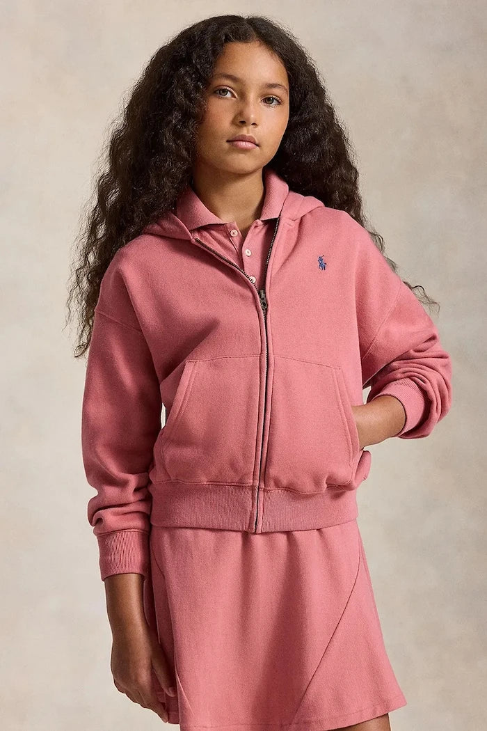Polo Ralph Lauren çocuklar için pamuklu fermuarlı kapüşonlu sweatshirt