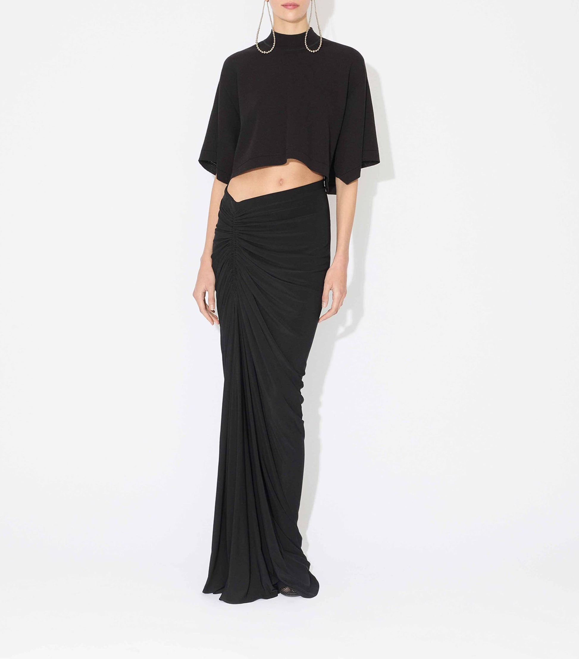 Alaïa Black Cotton-Blend Crop Top