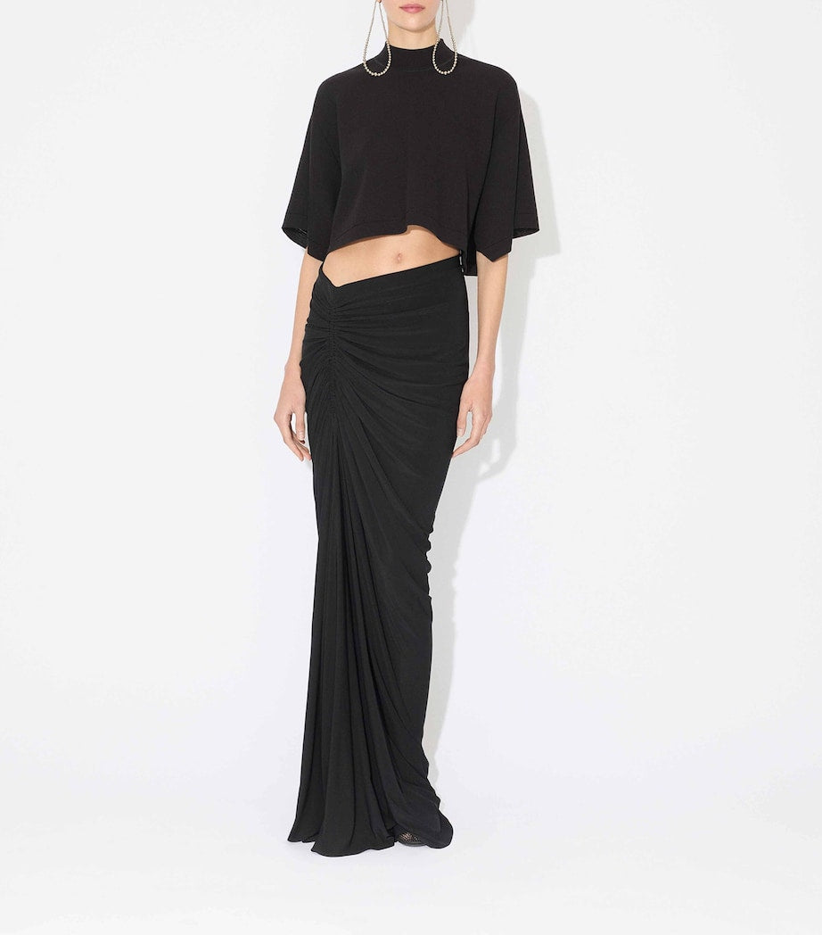 Alaïa Black Cotton-Blend Crop Top