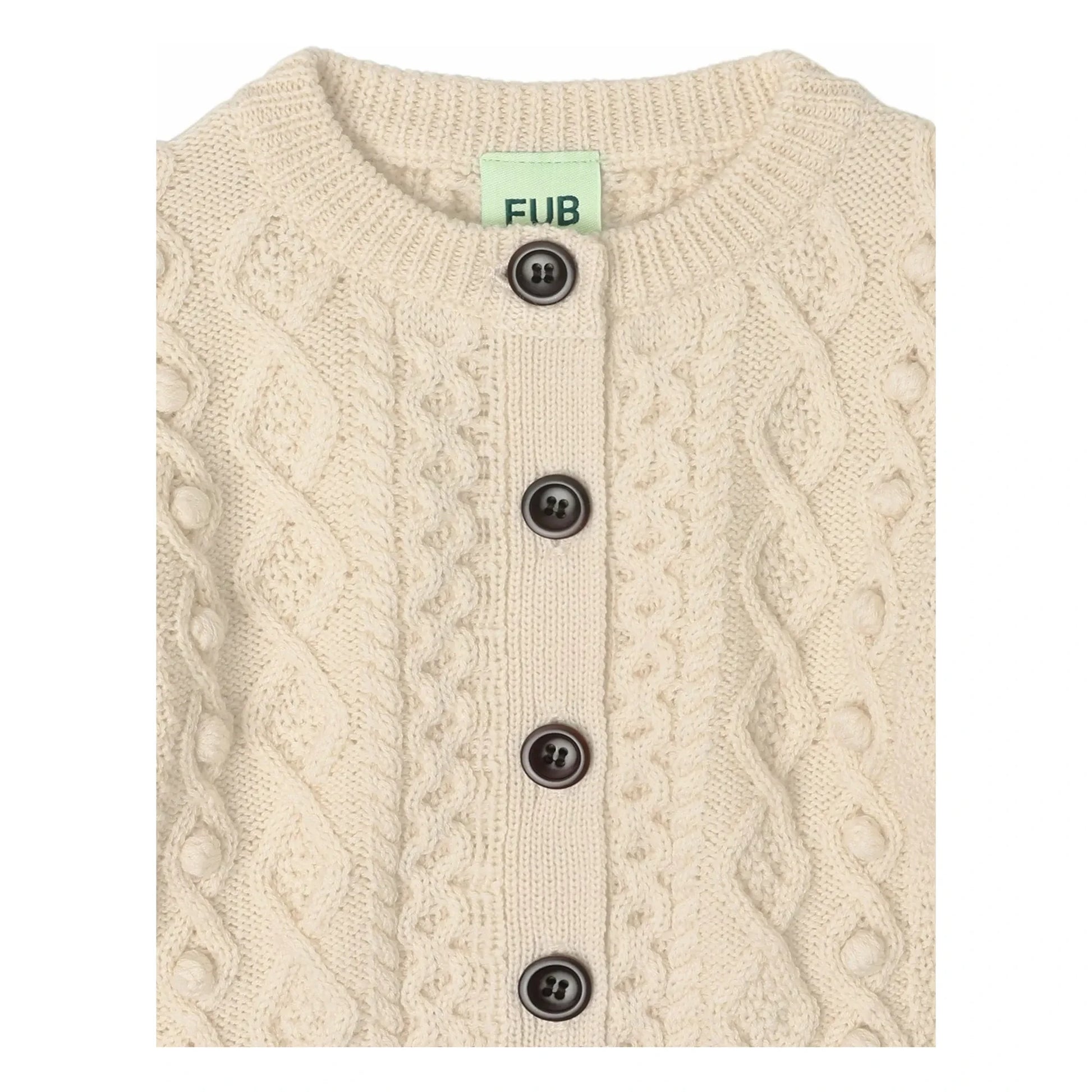 FUB - Aran Merino Wool Baby Cardigan | Ecru