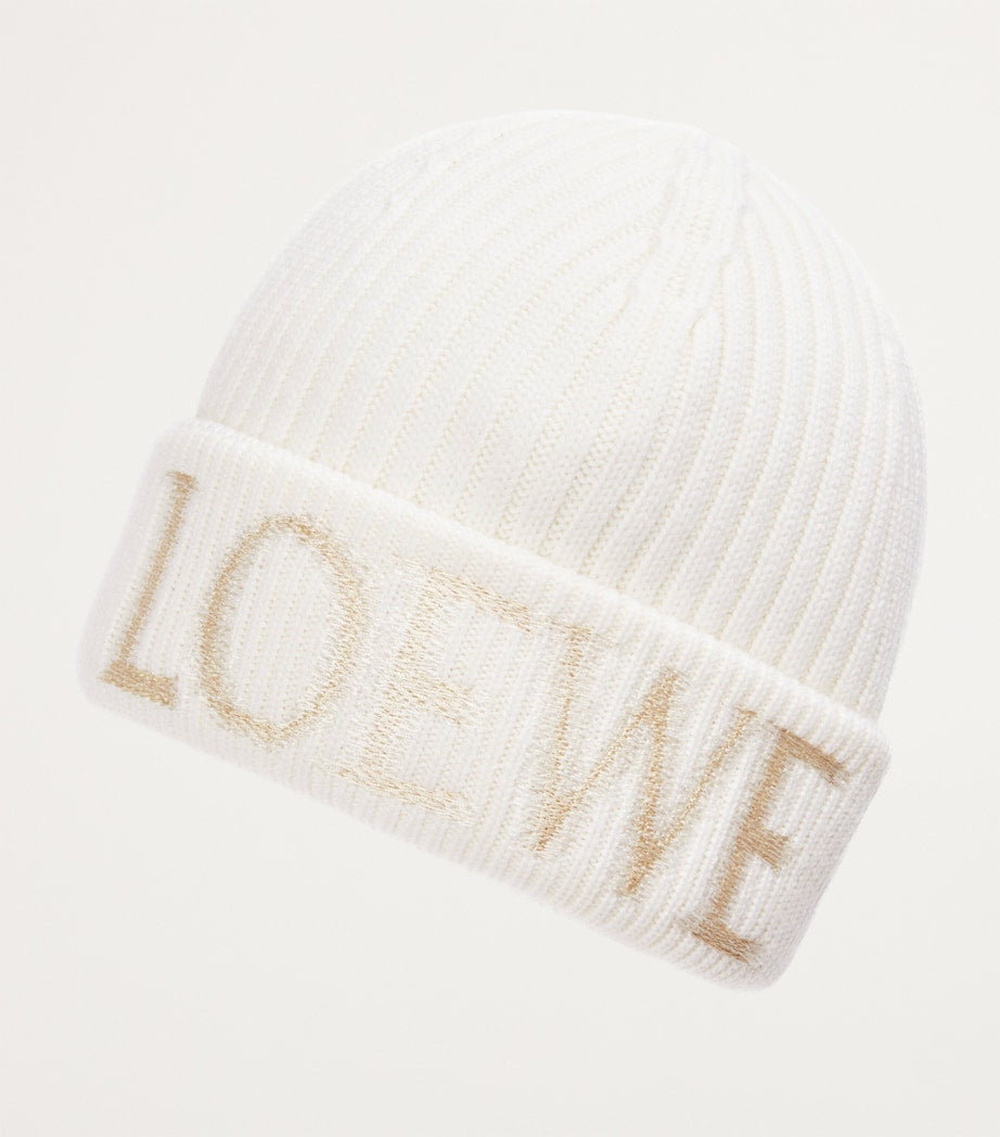 White Wool Logo Beanie