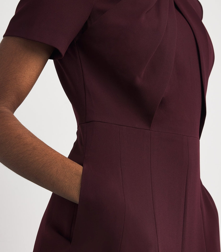 Roland Mouret Burgundy Embellished Twist Midi Dress