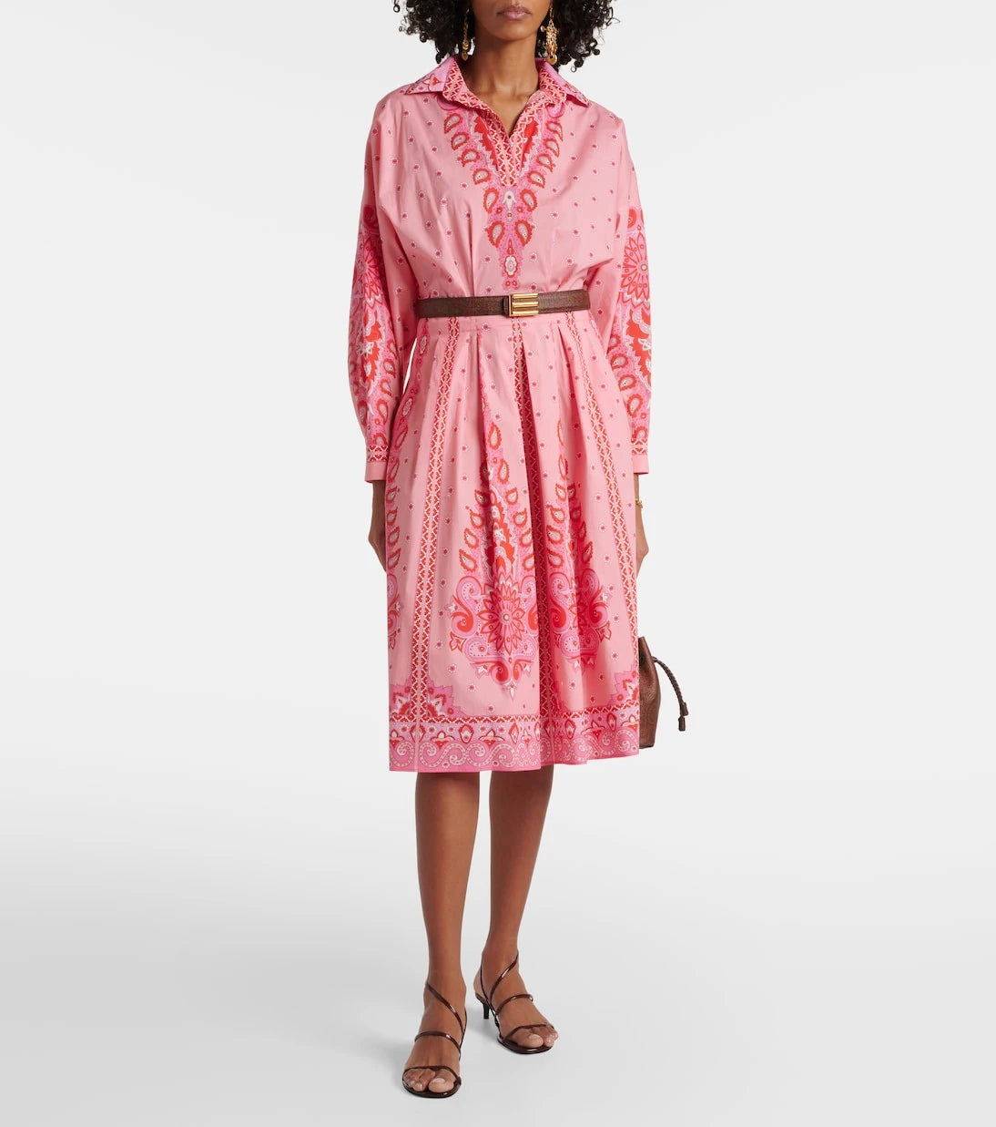 Etro - فستان ميدي من مزيج القطن المطبوع