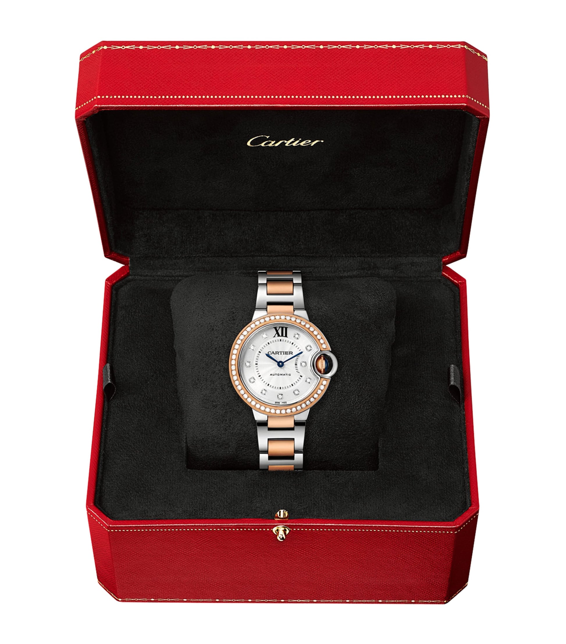Cartier Rose Gold, Stainless Steel and Diamond Ballon Bleu de Cartier Watch 33mm