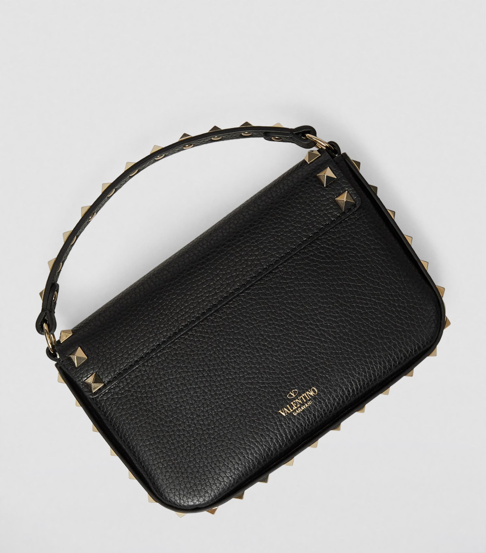 Valentino Garavani Black Leather Rockstud Cross-Body Pouch