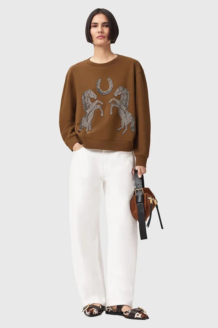 Памучен суичър AllSaints LUCK