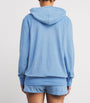 Hunza G Blue Cotton Terry Towelling Hoodie