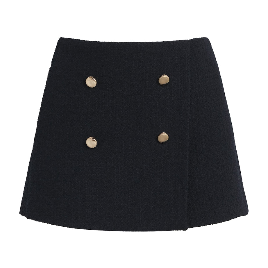 Maje Blue Tweed Contrast-Trim Shorts