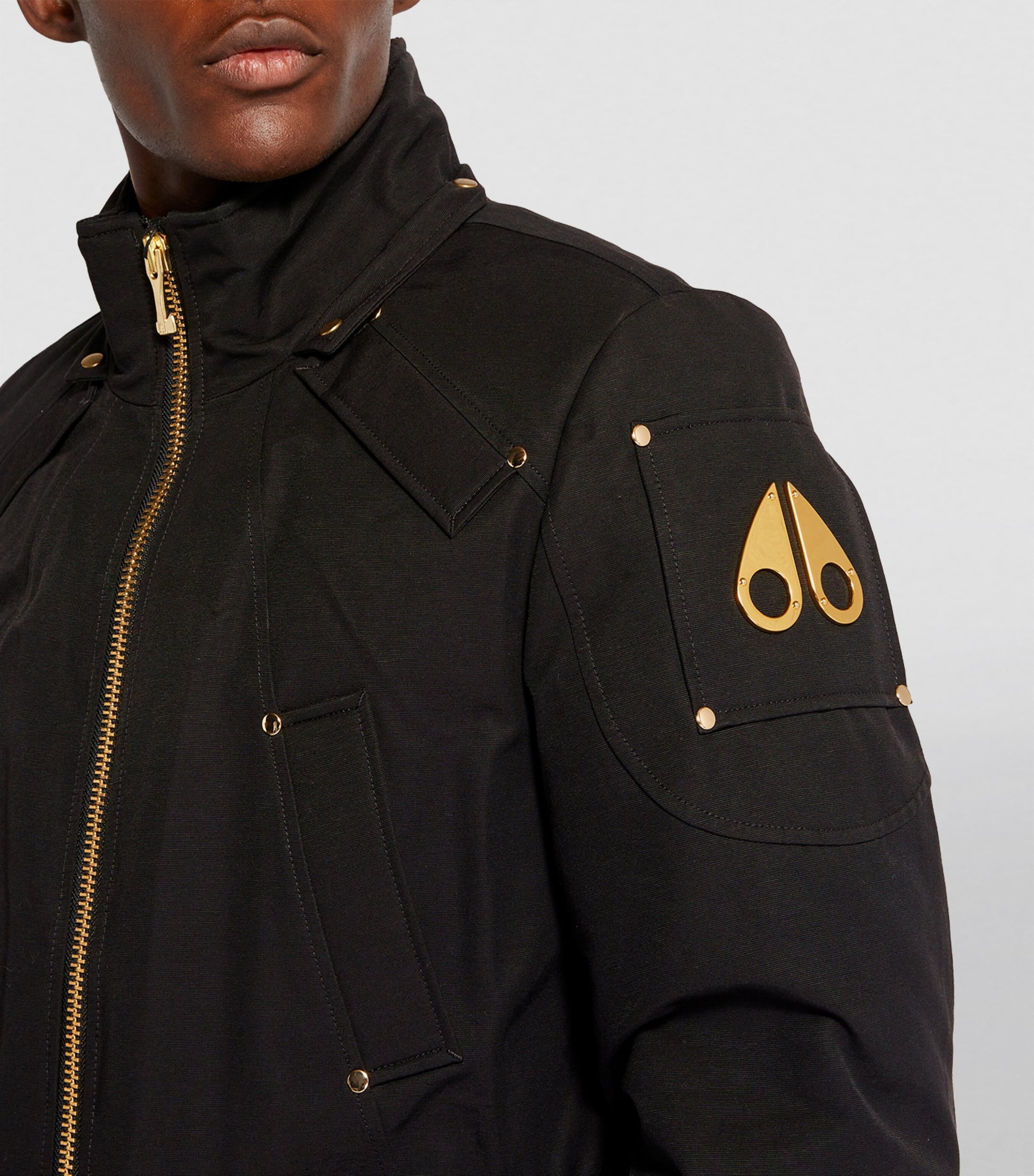 Moose Knuckles Black Fur-Trim Bomber Jacket