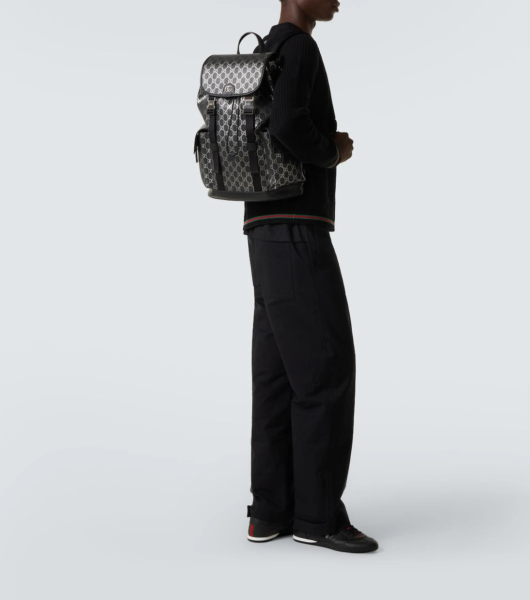 Gucci - GG leather-trimmed backpack