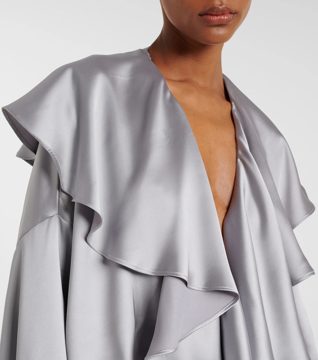 Norma Kamali - Ruffled satin bodysuit