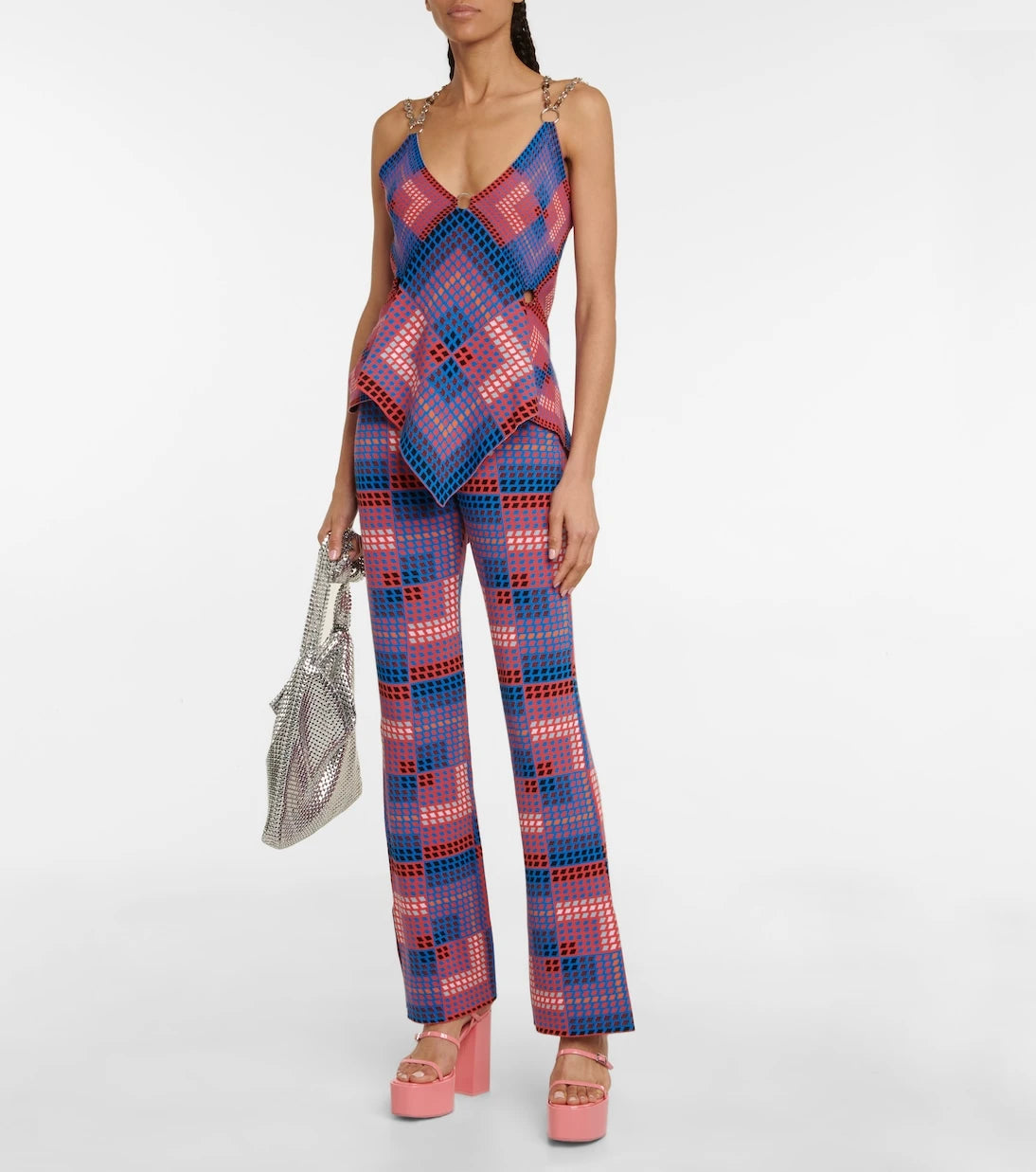 Rabanne - High-rise flared jacquard pants
