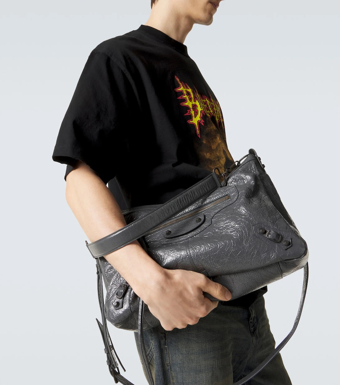Balenciaga - Le City Moto Medium leather shoulder bag