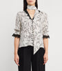 ME+EM Ivory Silk Printed Tie-Detail Blouse
