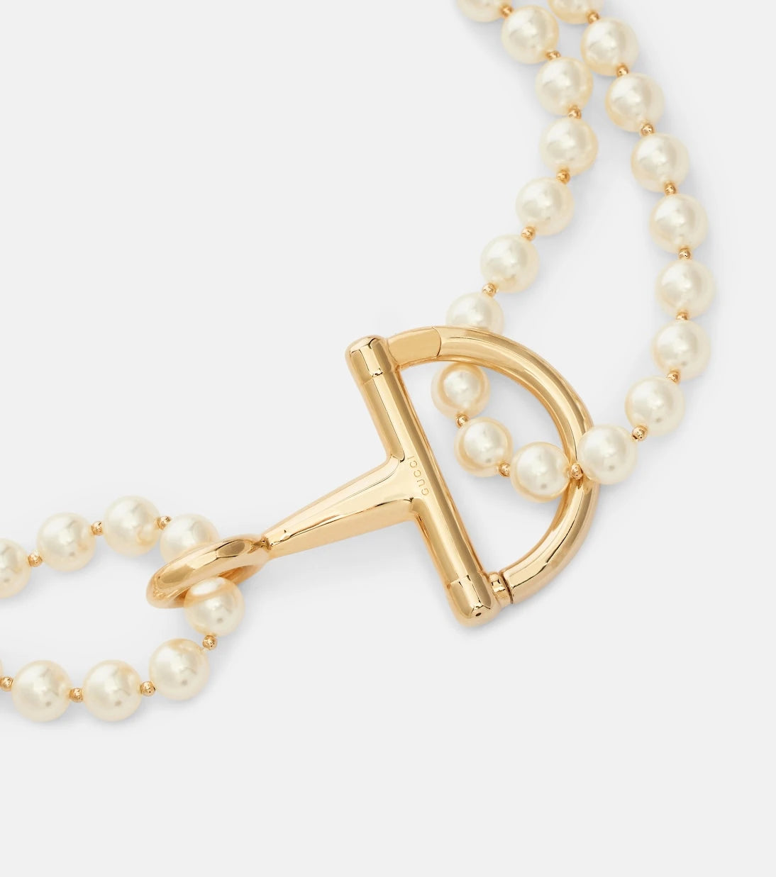 Gucci - Half Horsebit faux pearl necklace