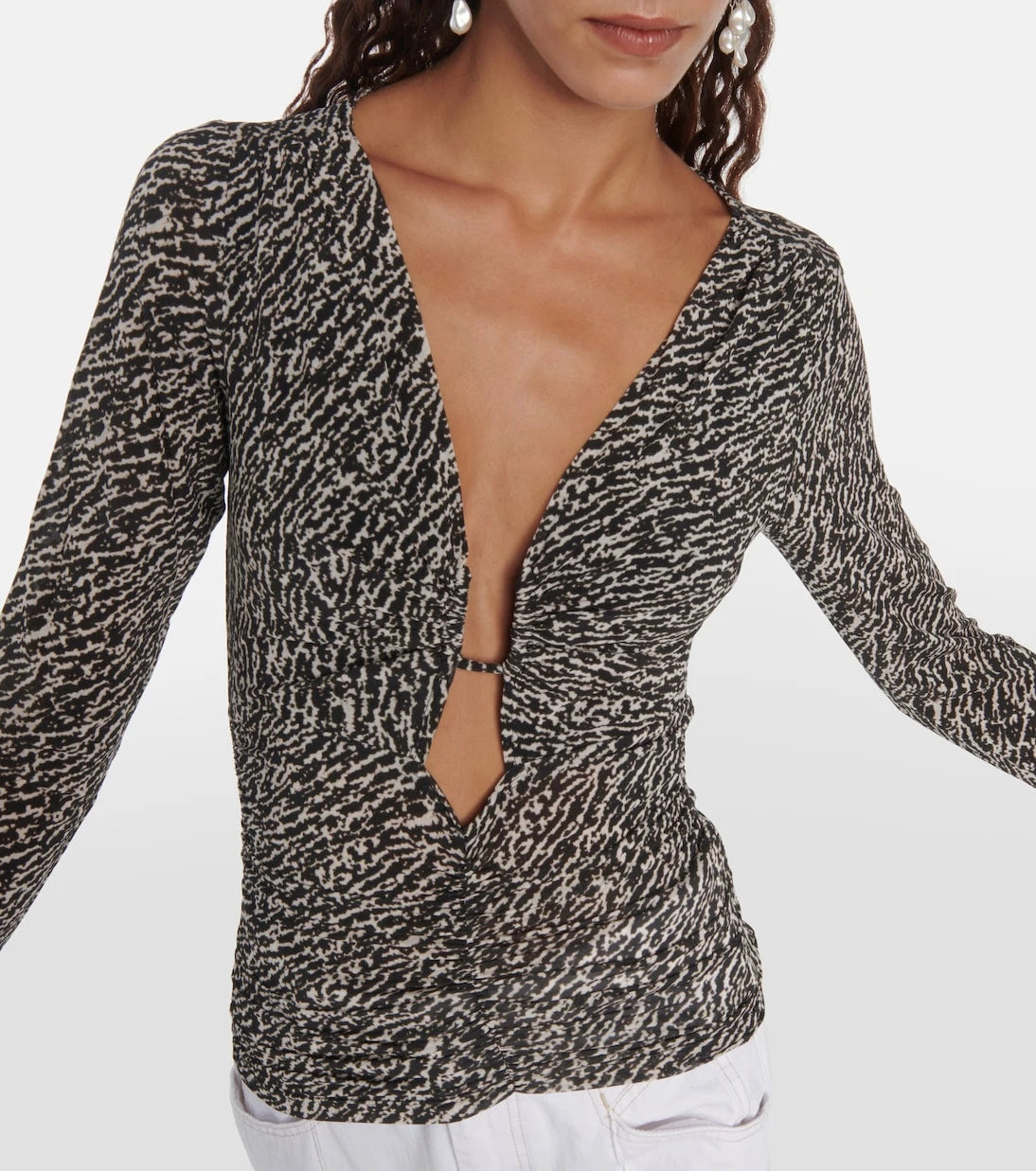 Isabel Marant - Laura printed ruched jersey top