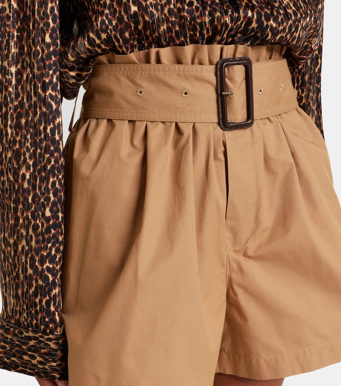 Saint Laurent - Belted cotton shorts